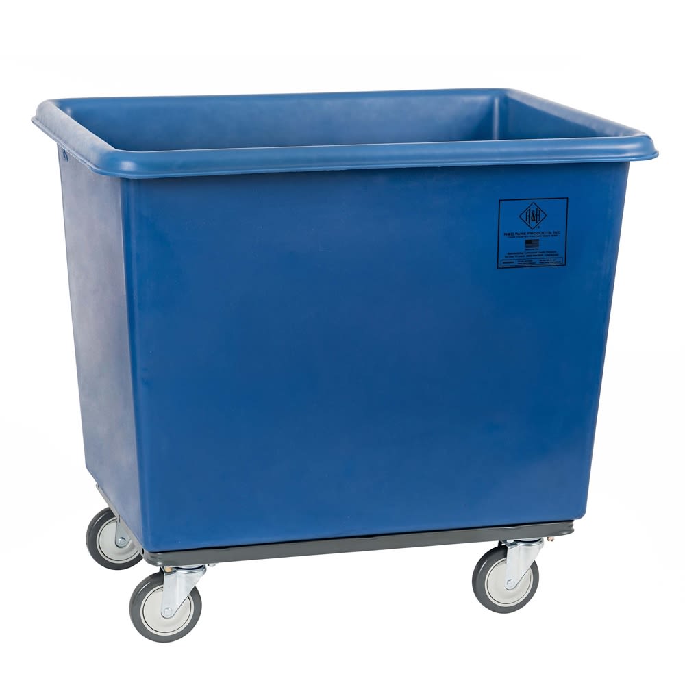 R&B Wire 10 Bushel Standard Poly Truck, All Swivel Casters, Blue